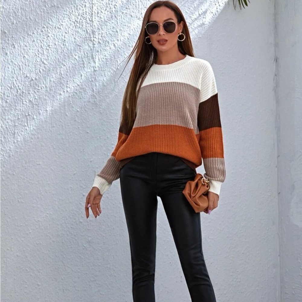 Shein Ribbed Colorblock Sweater - Picture 2 of 5